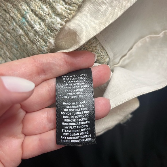 Lafayette 148 New York Textured Linen Gem and Cream Sweater - Picture 13 of 15